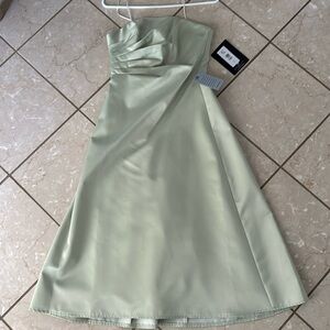 JS Boutique Nordstrom celery strapless satin dress Sz 4